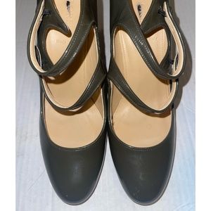 J. Crew Olive Green Patent Leather Double Strap B… - image 1